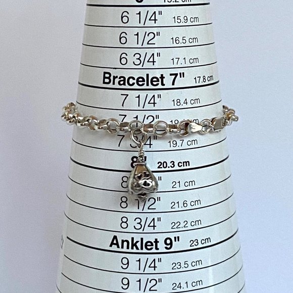 Sterling Silver 925 AGI Italy 6MM Rolo Link Bell Charm Bracelet Size 8" 13.5g - Picture 9 of 17
